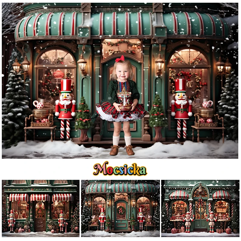 

Mocsicka Christmas Toy Store Backdrop Kids Portrait Photography Props Adult Children Xmas Snow Candy House Background Studio