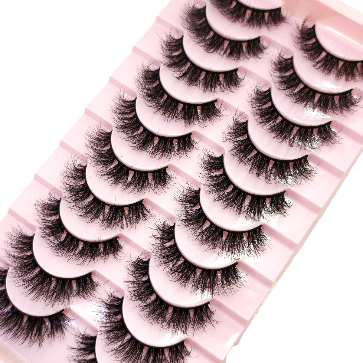 NEU 10 Paar Katzenaugen-Wimpern, flauschige künstliche Nerzwimpern, 8D-Wimpernpackung, dramatische lange, dicke Volumenwimpern, falsche Wimpern – Detail 8