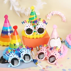 Paper Cone Birthday Hats Happy Birthday Glasses Adult Children Party Decoration Striped Hat Party Dress Up Home Supplies