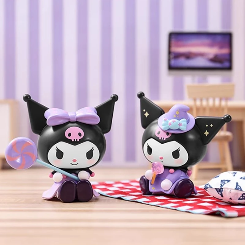 Miniso genuíno kuromi truque ou deleite série caixa cega ornamento de mesa boneca brinquedo saco sorte presente natal anime mercadoria