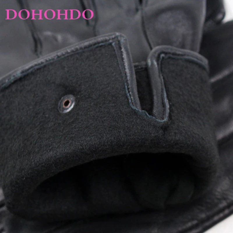 قفازات التالية للرجال للخريف والشتاء الدفء من جلد الغنم قفازات نسائية سوداء موضة قفازات شتوية مخملية سميكة Guantes Paramotos #5