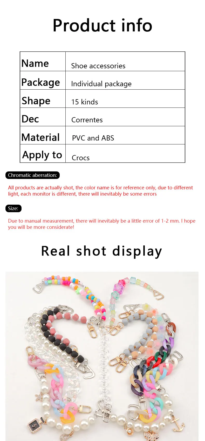 2 Stück bling Schmuck Schuhe Kette Charms Schuh Charme DIY Dekoration Clog Sandalen begünstigt Geschenke für Party Weihnachten für Mädchen Junge – Detail 3