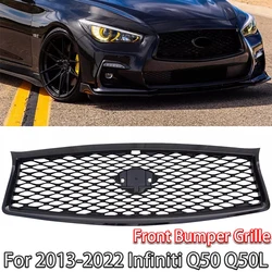 For Infiniti Q50 Q50L 2013-2021 ABS material Front Bumper Grille Racing Car Decoration Bright Black Accessories
