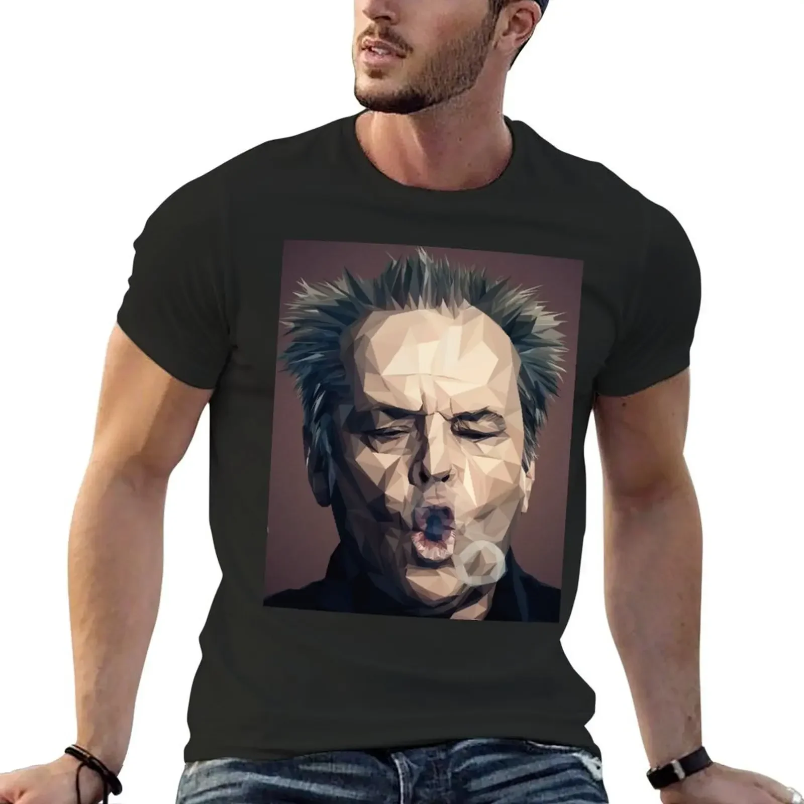 Jack Nicholson - Low poly T-Shirt aesthetic clothes plus size tops man clothes sweat shirts, men