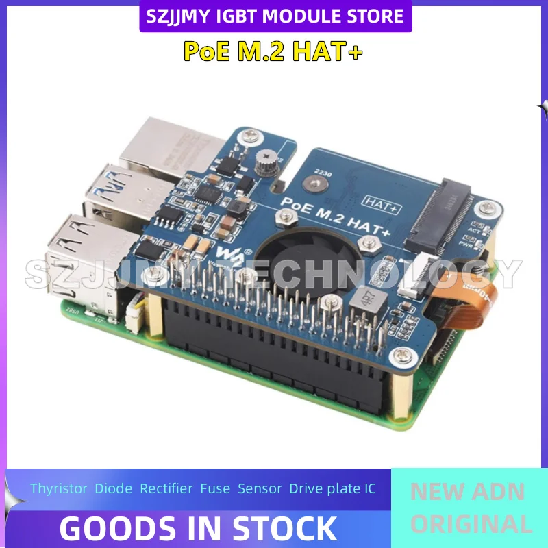 Raspberry Pi 5 PCIe Ke M.2 Antarmuka NVMe Protokol PoE Ethernet Papan Ekspansi Topi + Kipas Pendingin Baru Asli Dalam Stok