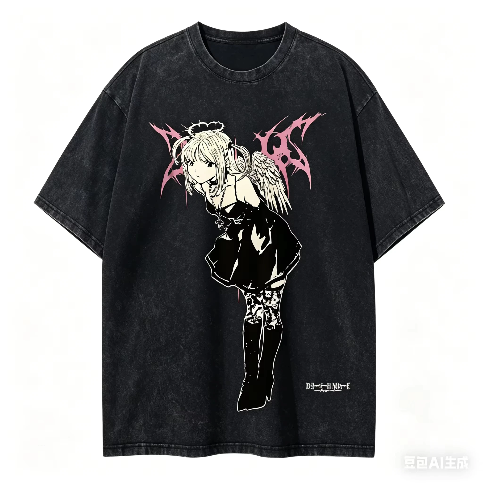 Death Note Misa Amane Vintage Washed T‑Shirt Anime Manga Print Short Sleeve Oversized Unisex Harajuku Streetwear Casual Tops