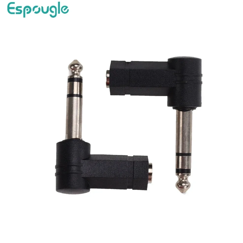 

100pcs New 6.35MM Male to 3.5MM Female Socket Plug 3 Pole Right Angle Stereo Audio Adapter 90 Degree Connector Converters