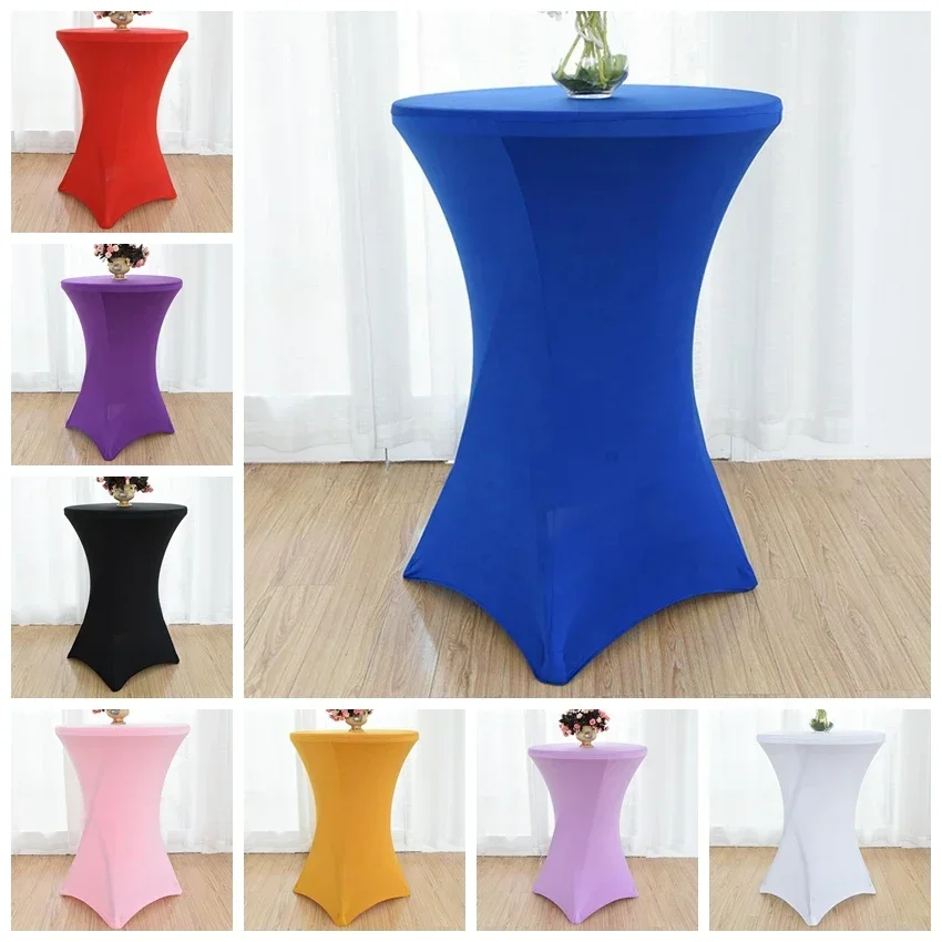 27 Colors Wedding Birthday Party Decoration Cocktail Spandex Table Covers Round Cloth High Bar Banquet Hotel Show Solid Colour
