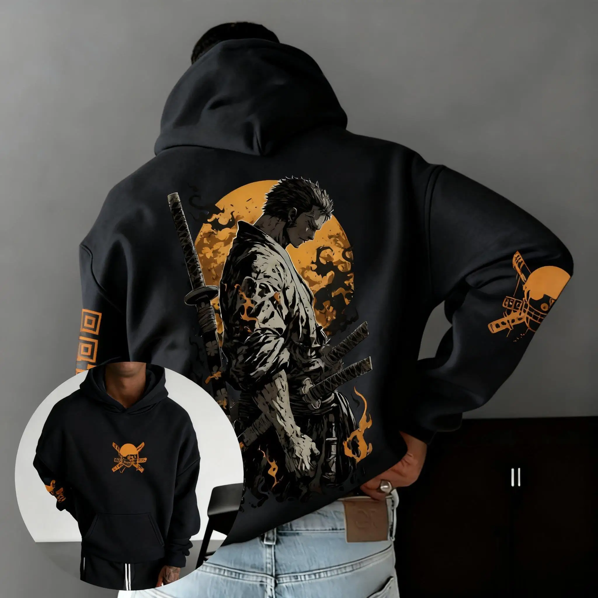 

Anime One Piece Zoro Printed Pullover Hoodie Men Women Oversized Casual Sweatshirt Streetwear Cosplay Y2k Tops Autumn Winter New
