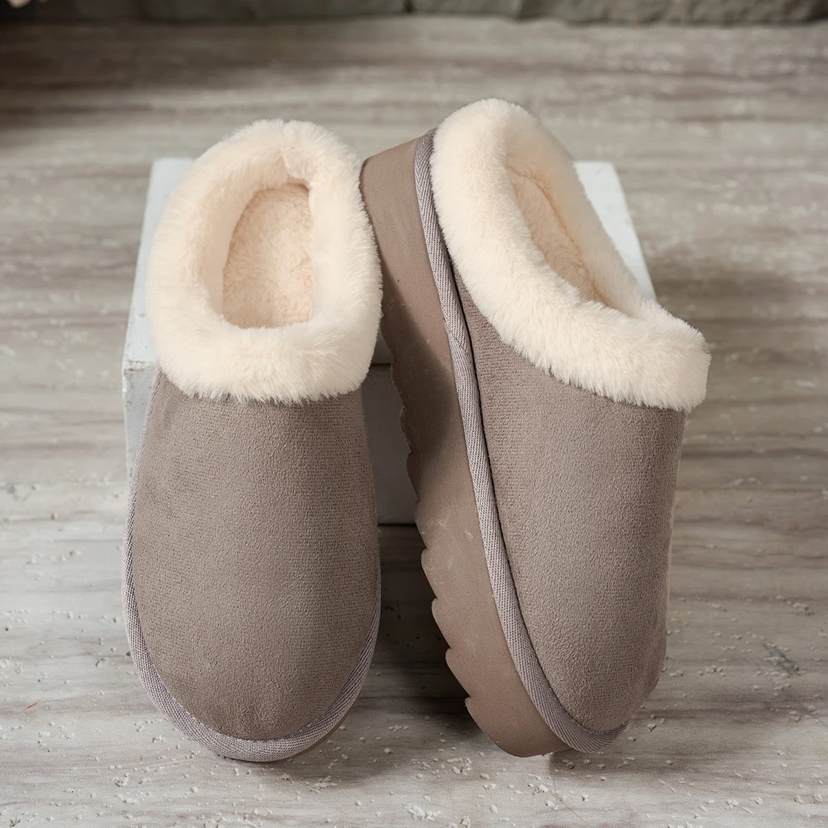 Wintermode Damen Flauschige Dicksohlige Freizeitschuhe, Dicksohlige Rutschfeste und Warme Hausschuhe mit Fellfutter – Detail 28