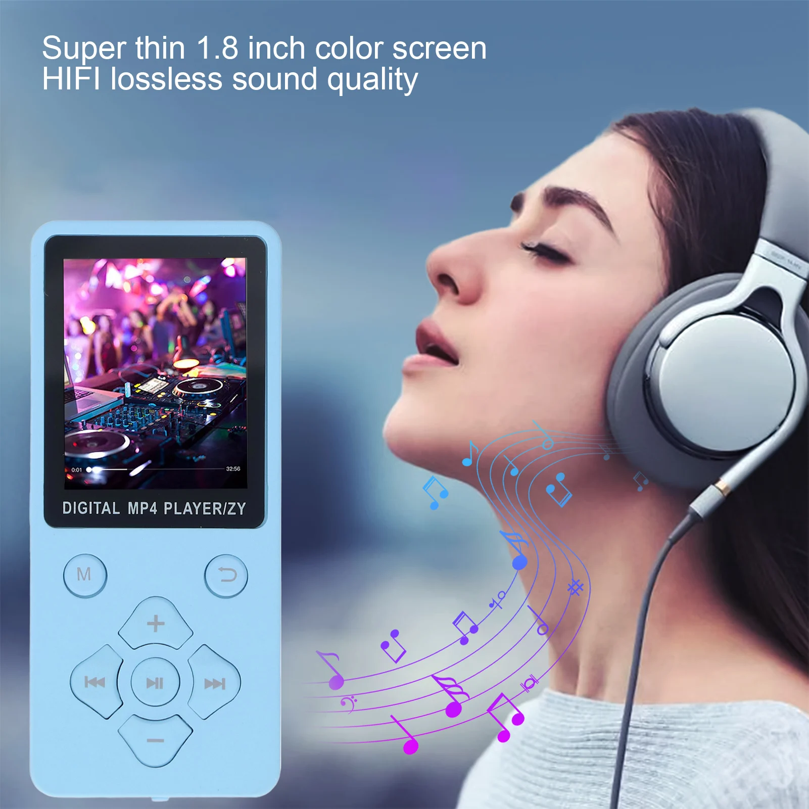 مشغل MP3 MP4 بلوتوث 5.0 رفيع للغاية 1.8 بوصة شاشة ملونة 128G ذاكرة قابلة للتوسيع مشغل موسيقى فيديو محمول مشغل MP3 MP4
