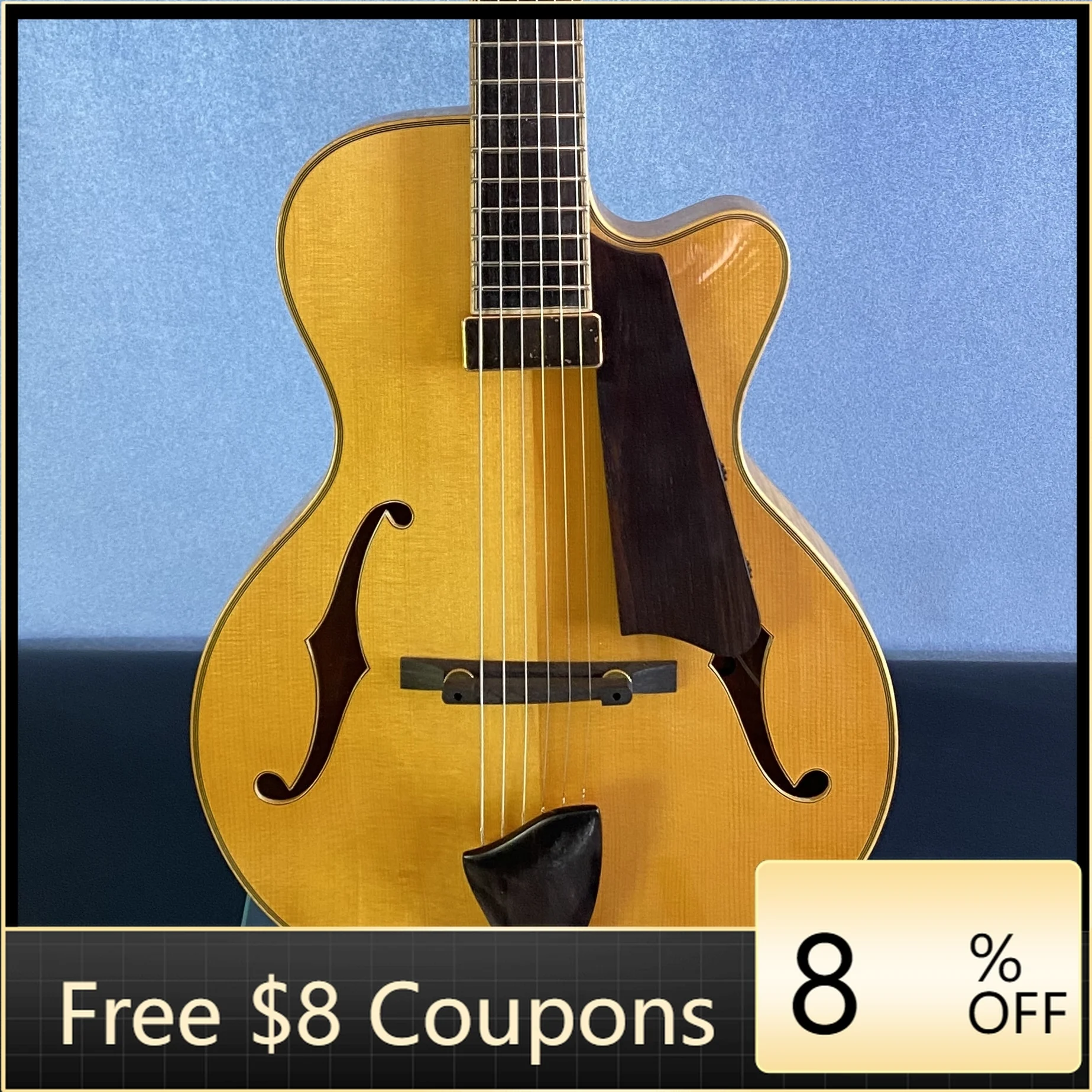 

STLF Yunzhi 15\" Flamed Maple Archtop Jazz Guitar Luthier's Choice with Solid Spruce Body and Ebony Fingerboard Handcrafted