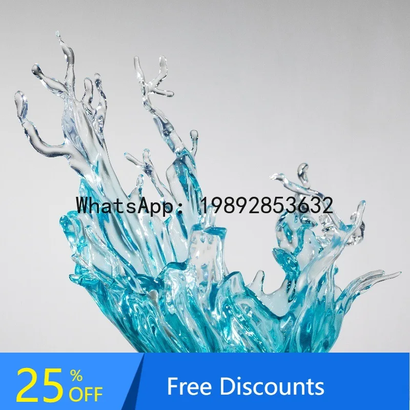 

CZ Hotel Lobby Club Creative Abstract Wave Transparent Sculpture Model Room Sales Office Water Wave Craft Blue White