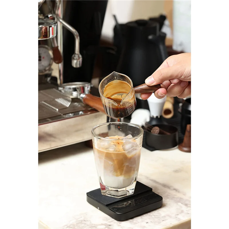 

ABVS 3X Colored Espresso Shot Glass Double Spouts, Measuring Triple Pitcher Milk Cup With 2 Spouts