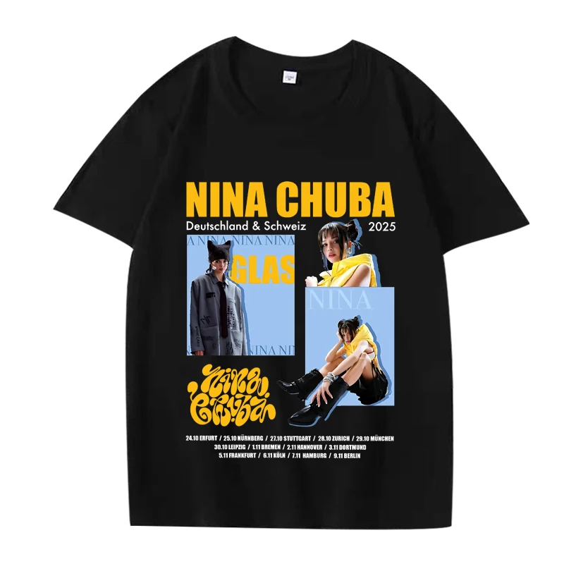 

Vintage Singer Nina Chuba graphic T Shirts 2025 new men women Oversized 100% Cotton short sleeve Summer funny print Unisex shirt