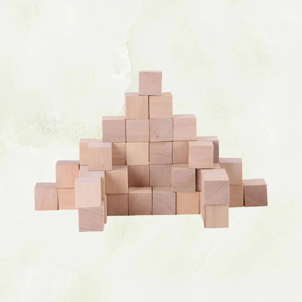 50 pièces petits blocs carrés en bois Cubes artisanaux naturels pour bricolage cadeaux décor à la maison enfants jeu d'imagination 3Cm Cube artisanal