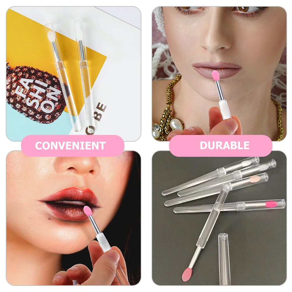 

6Pcs Silicone Lip Brushes Covered Reusable Lipstick Applicators Compact Portable Makeup Accessories for Lip Gloss Eyeshadow Use