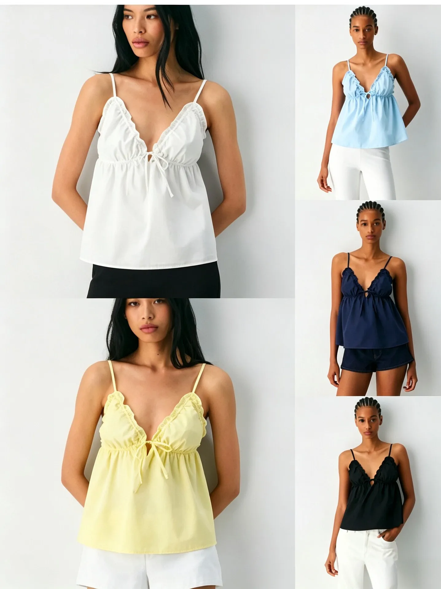 New summer small camisole top women's deep V-neck sexy versatile casual lace loose tank top