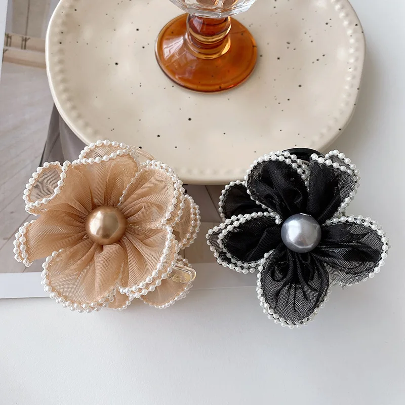 

Net mesh sunflower flower hairpin for women, new style, braids hair at the back of the head with a shark clip