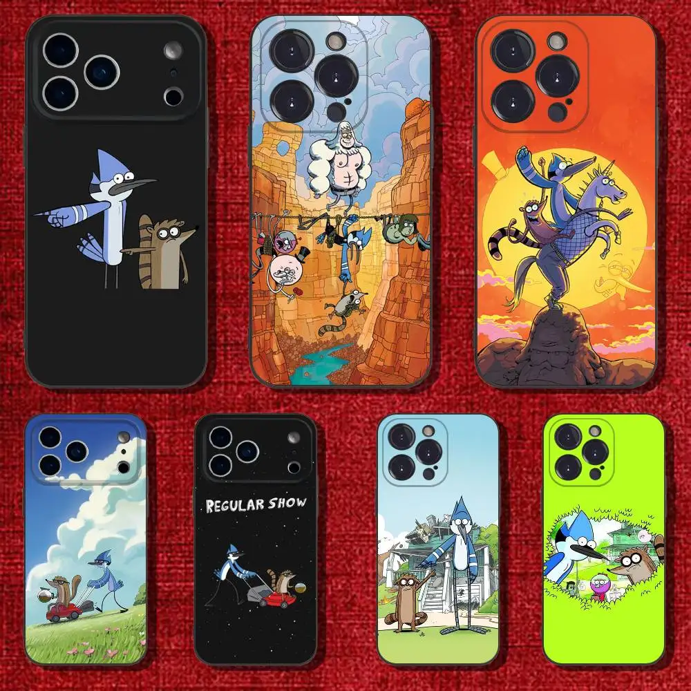 

Чехол для телефона с рисунком R-Regular Show для iPhone 17,16,15,14,13,12, Pro, Max, Plus, E, SE4, Air, Mini Black, мягкий чехол