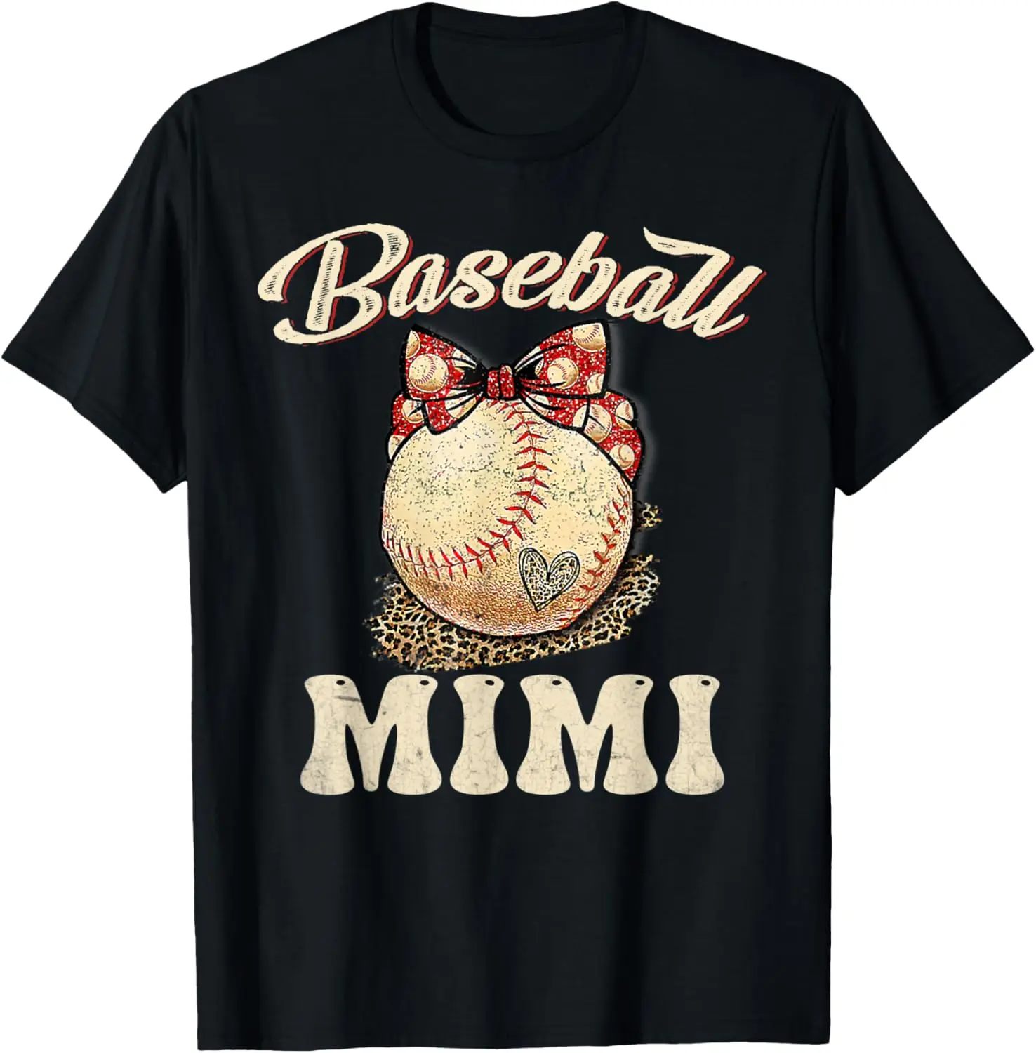 

Softball Baseball Mimi Shirt Leopard Mother's Day Gifts T-Shirt