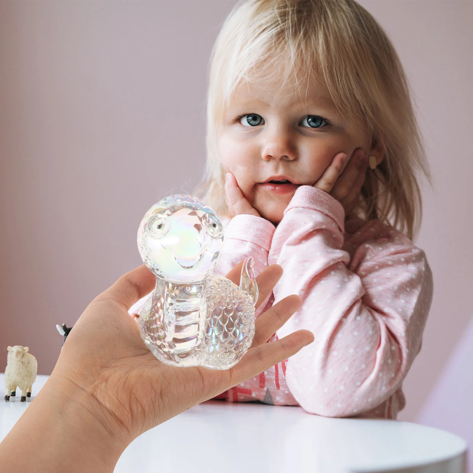 

Compact Glass Snake Baby Ornament Charming Handcrafted Desktop Sculpture Perfect for New Year Home Decor Lucky Fengshui Gift