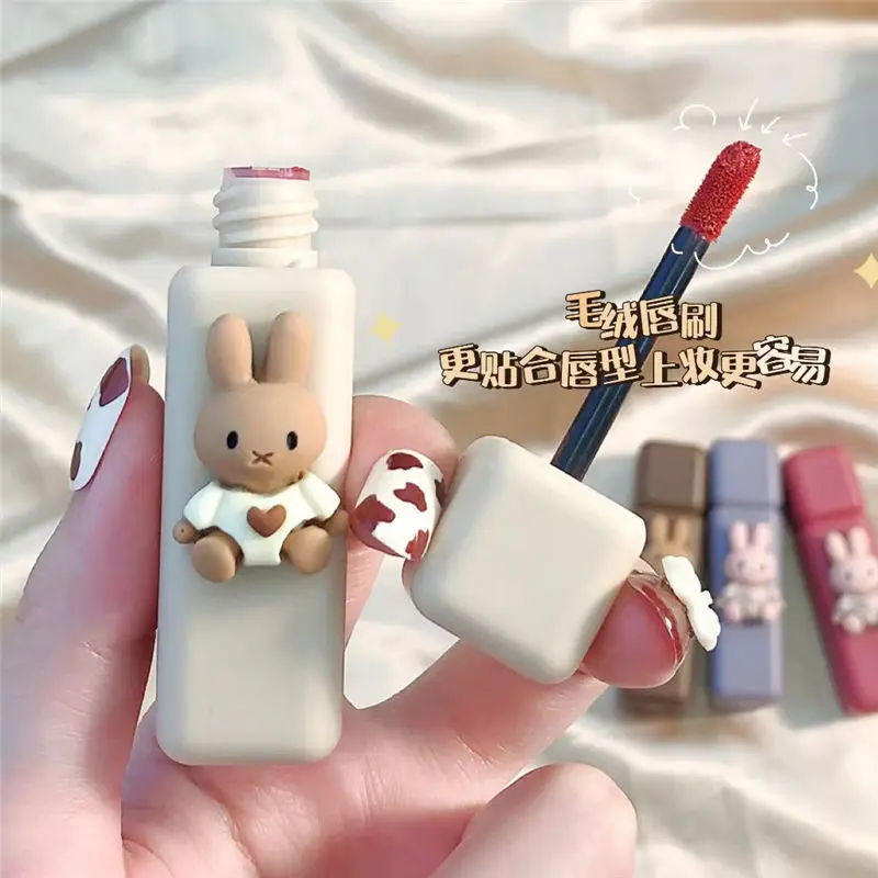 Cute Lip Makeup Bunny Matte Lipstick Lip Tint Korean Kawaii Makeup  Non-sticky Lip Gloss  Long Lasting Color Lip Gloss