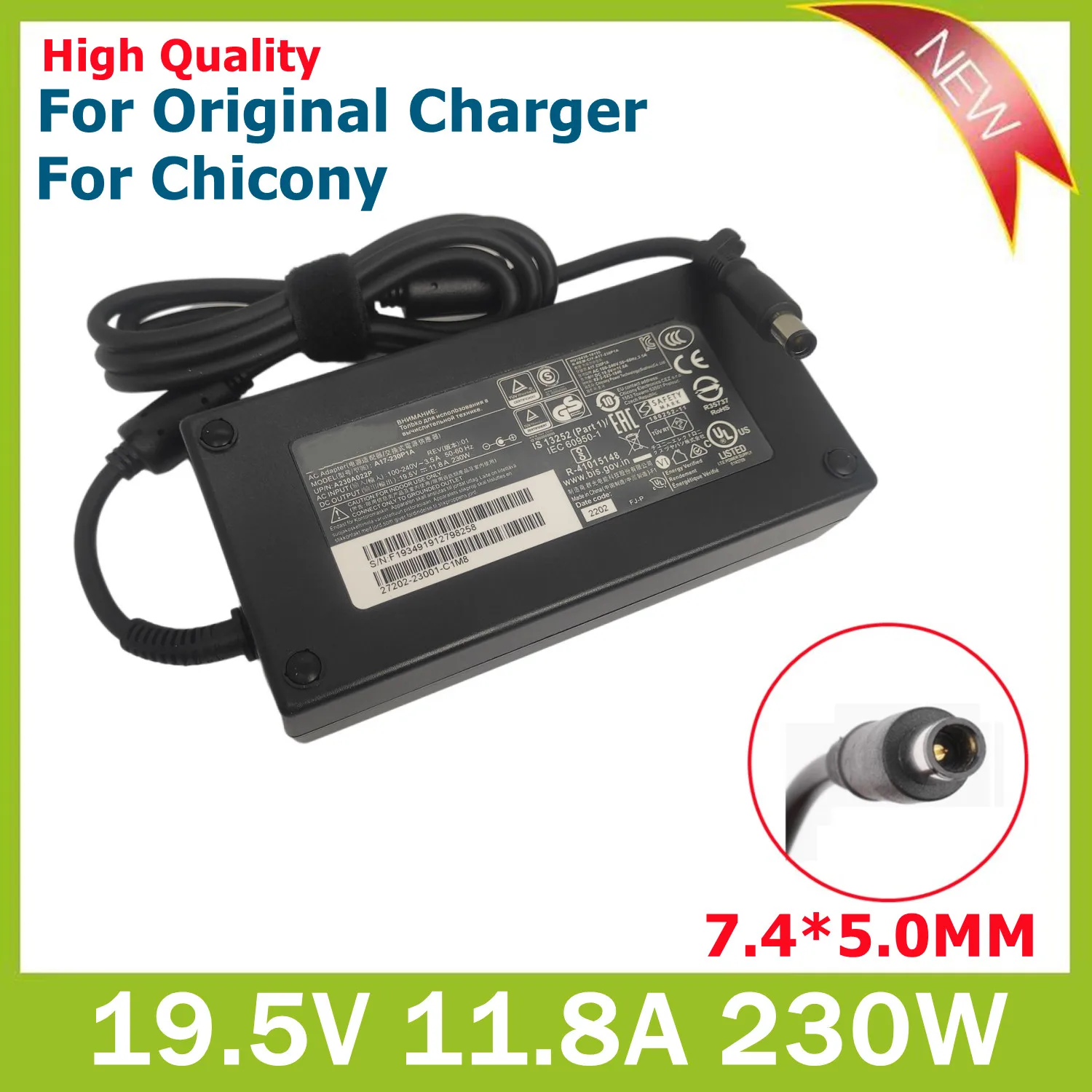 Original A12-230P1A Laptop Adapter Charger 230W 19.5V 11.8A For MSI GL75 GE75 GE73VR GT72VR GT72S GT72S 6QE 6F4 ADP-230EB T