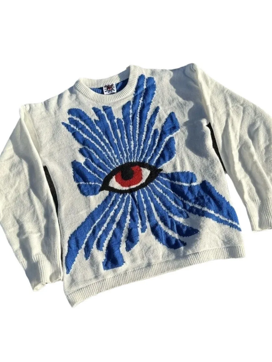 스트리트 슬레 아이렛 니트 스웨터 라운드 넥 루즈핏 엑스 롱 슬리브 편안한 소프트 파이버 패셔너블 캐주얼 탑