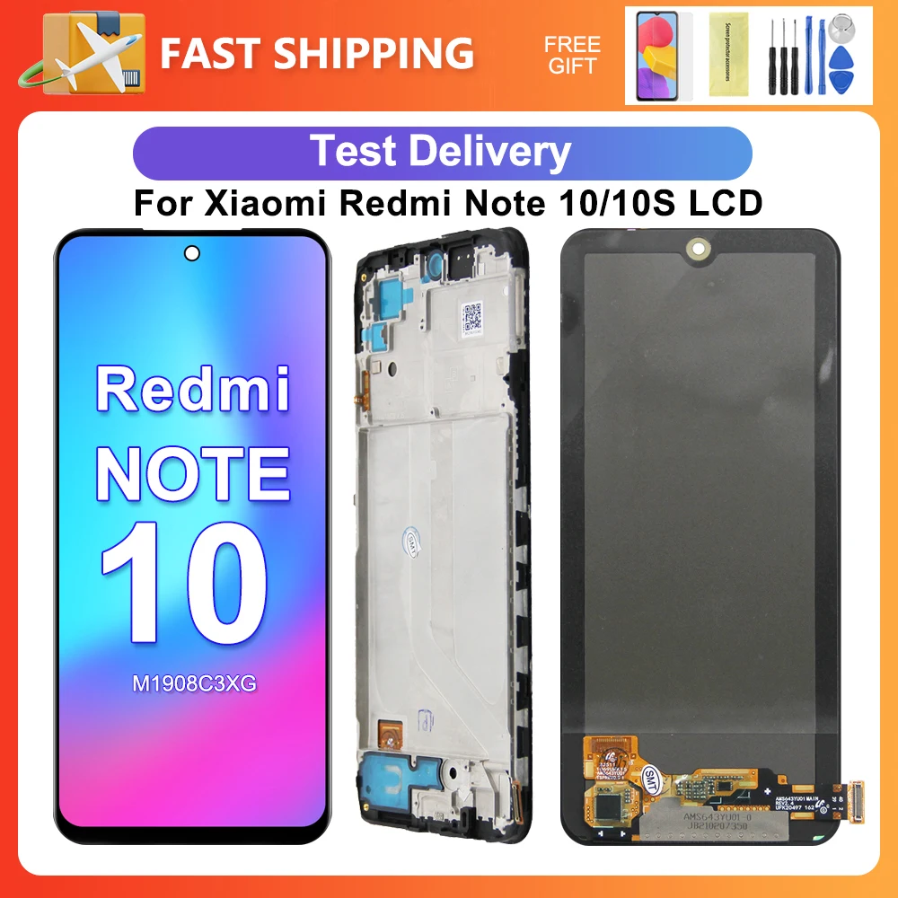 For Xiaomi Redmi Note 10 4G 6.43\'\'For Ori Redmi Note 10S M2101K7AI LCD Display Touch Screen Digitizer Assembly Replacement