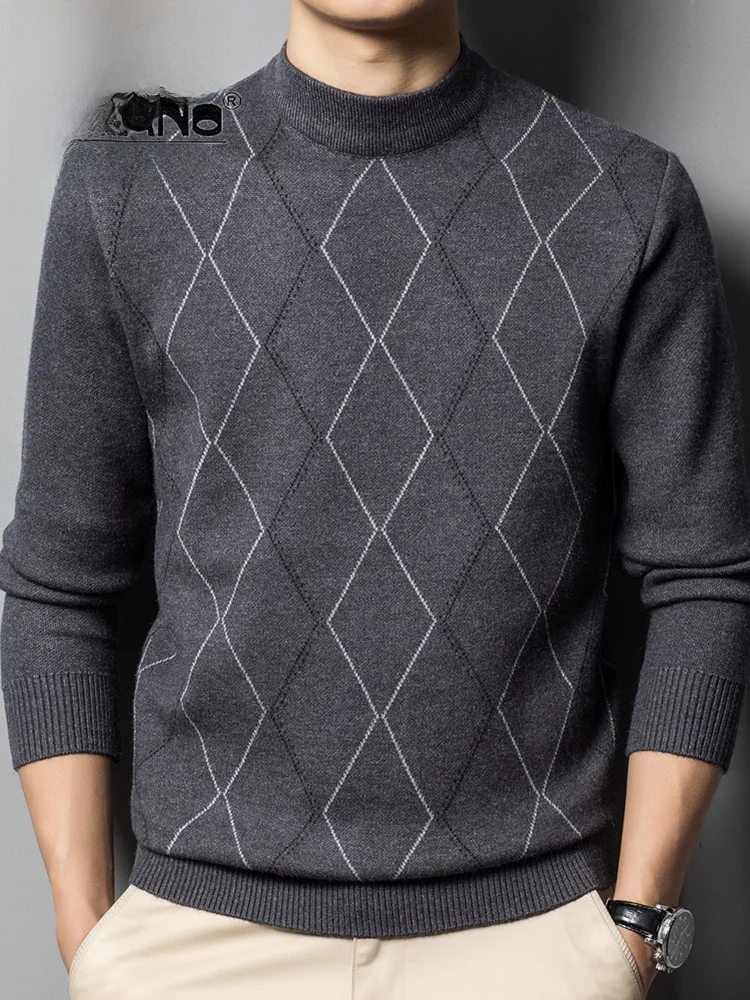 Suéter de Camere Puro Tricotado, Estilo Casual Masculino, Inverno Quente, Gola Alta, Ajuste Solto, Pulôver de Lã Marca TUCANO