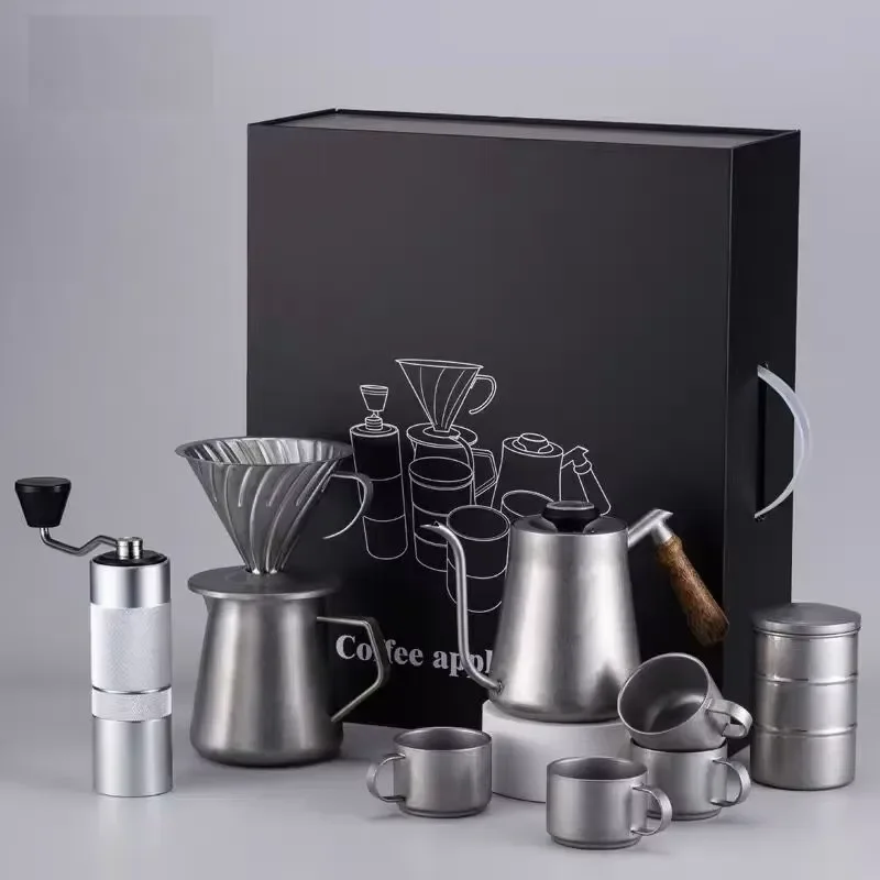 Stainless Steel Gooseneck Kettle for Pour Over Coffee Machine Accessories Gift Set Manual Brewing Pot with Precise Spout