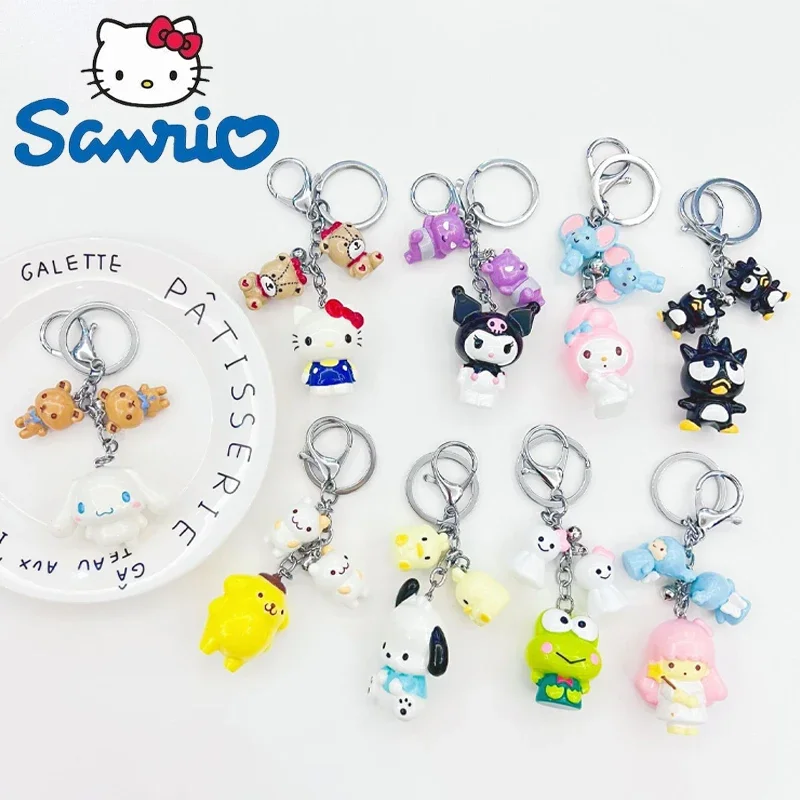 

Kawaii Sanrio Hello Kitty My Melody Kuromi Creative Combination Keychain Cartoon Backpack Pendant Decoration Children's Toy Gift