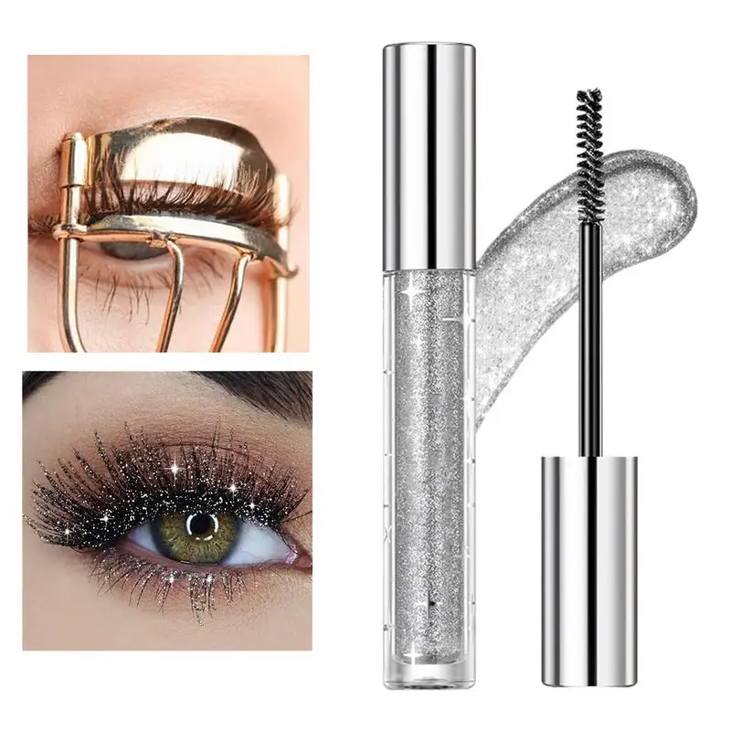 Nieuwe 3 Kleuren Diamant Glitter Mascara Langdurige Make-Up 3d Volume Wimpers Curling Shimmer Mascara Eye Lash Vrouwelijke Cosmetische