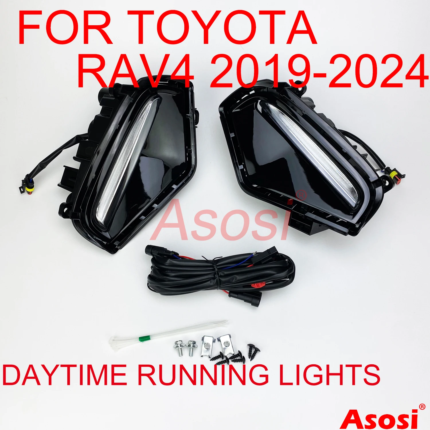 

Front Bumper LED DRL Daytime Running Lights For Toyota RAV4 2019 2020 2021 2022 2023 2024 With Turn Signal Function