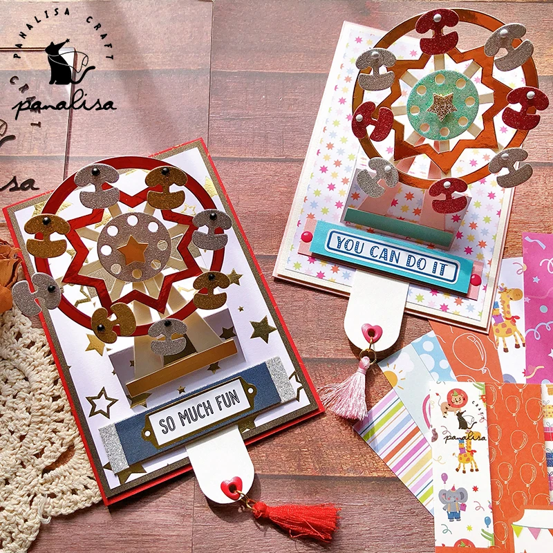 Panalacraft śliczne pop up diabelski młyn metalu wykrojniki szablony DIY Scrapbooking/album dekoracyjne wytłaczanie kartki DIY