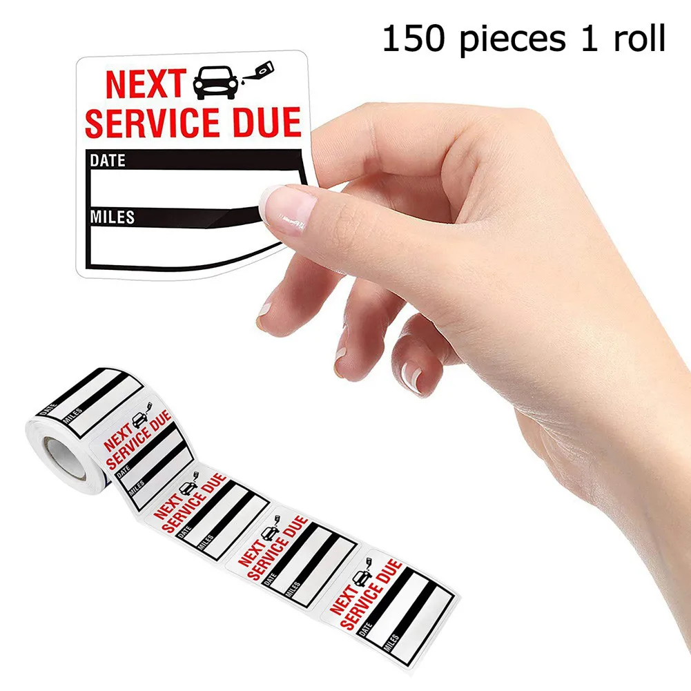 150pcs/roll Oil Change/Service Reminder Stickers Window Sticker Adhesive Labels Car Sticker Clear Windo Lite Sticker Pack