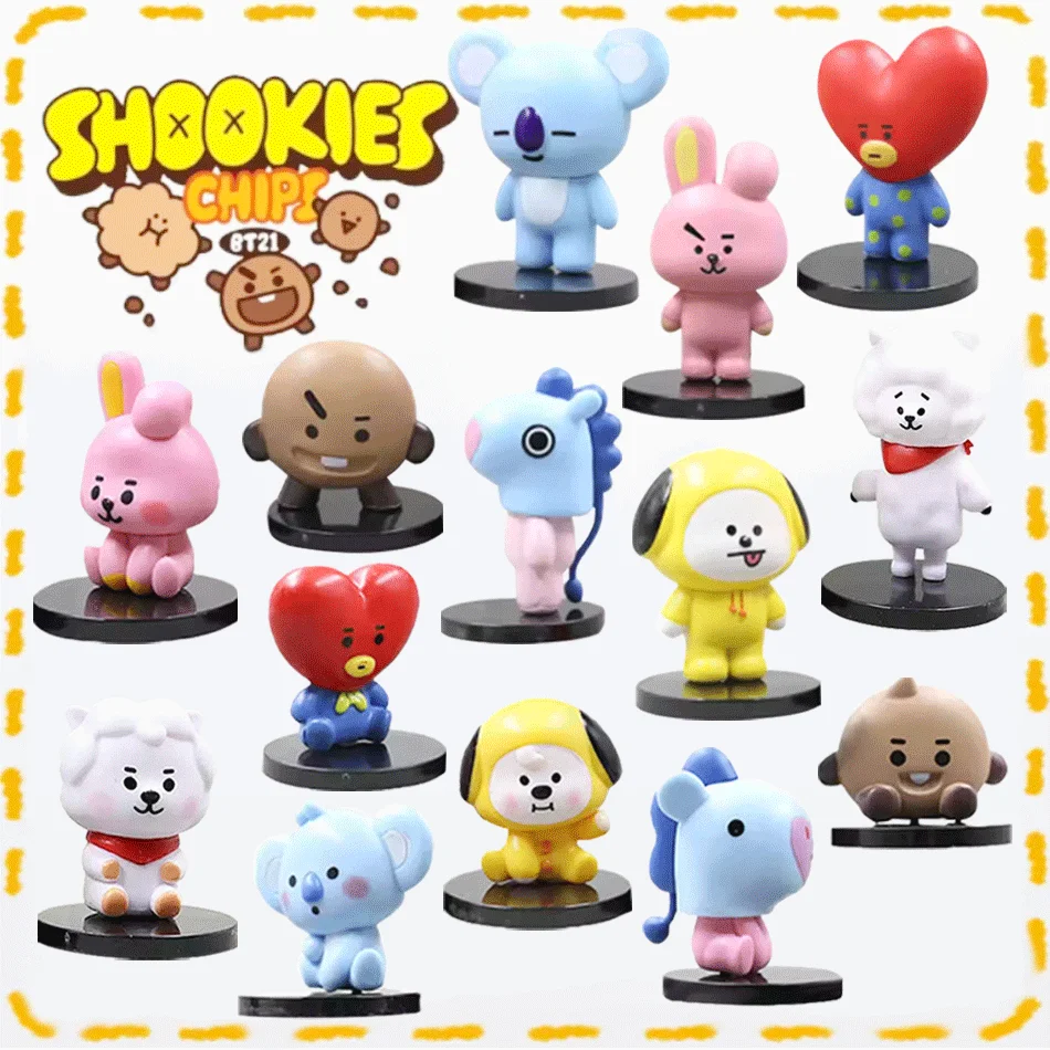 

BT21-7/14 шт., набор мини-фигурок Korea Pop Kpop BTS Bt21 Koya, модель, креативные настольные аксессуары, игрушка для рождения детей