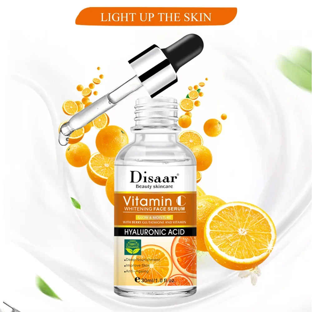 Disaar Vitamin C 30ml Face Serum Brightening Skin Hyaluronic Acid Moisturizing Essence Anti Wrinkle Improve Dullness Whiten Care