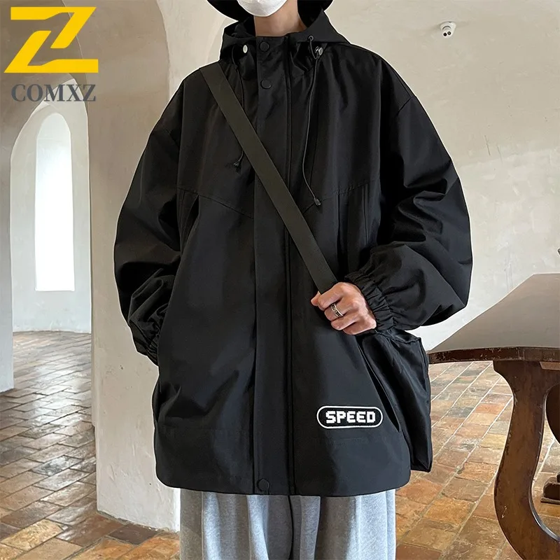 

COMXZ 2025 Мужская горная водонепроницаемая куртка, весна-осень, свободная американская функциональная рабочая одежда, уличная походная ветровка