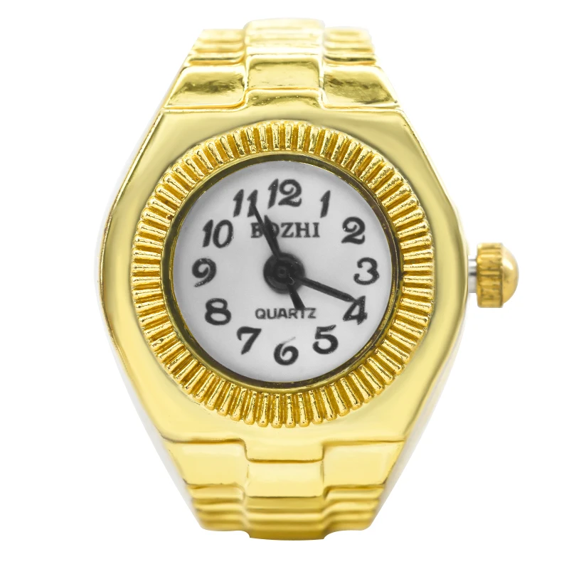 The New Best-Selling Ring Watch Features A Creative Golden Alloy Case With Fingers And A Round Dial For Couples And Men