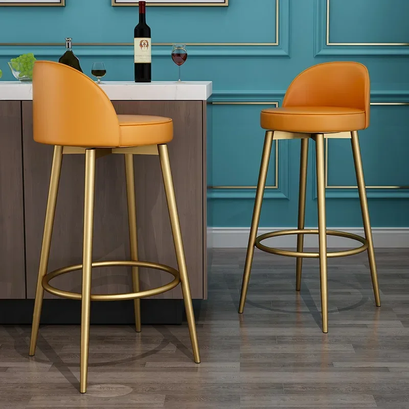 Design Küchen stuhl Luxus orange hohe Barhocker nordischen Luxus haus moderne Chaises Salle Krippe Innendekoration