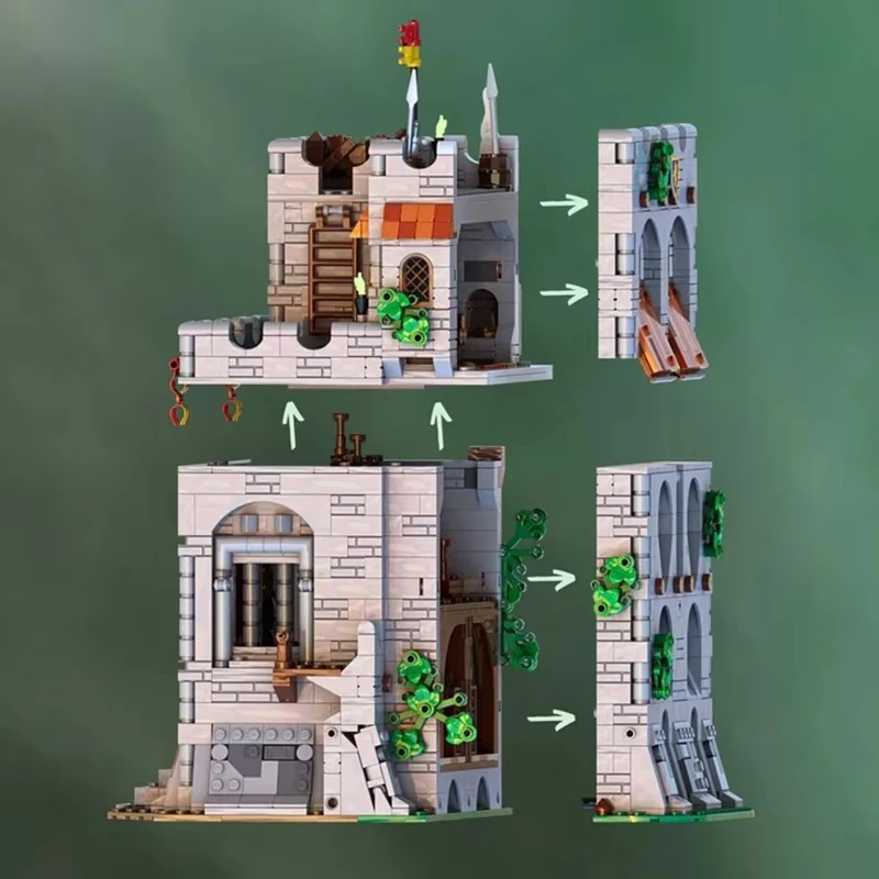 

2153-piece MOC Medieval Castle Architecture Hero's Hall Model DIY Assembly Building Block Toy Children's Birthday Gift