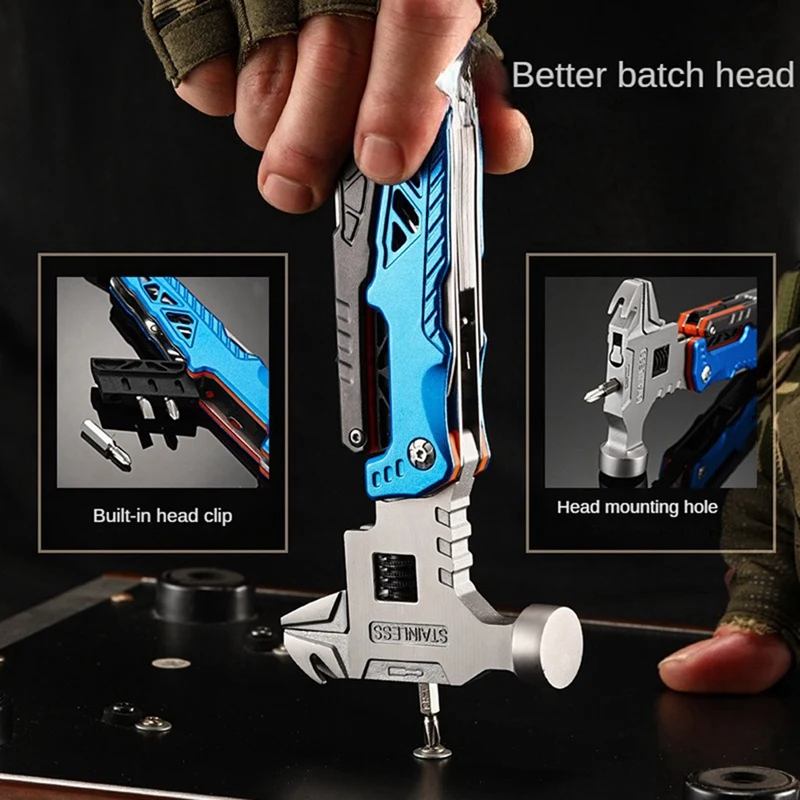 Multifunctional Round-Headed Hammer Folding Nail Hammer Pliers Emergency Vehicle-Mounted Combined Integrated Tool Hammer