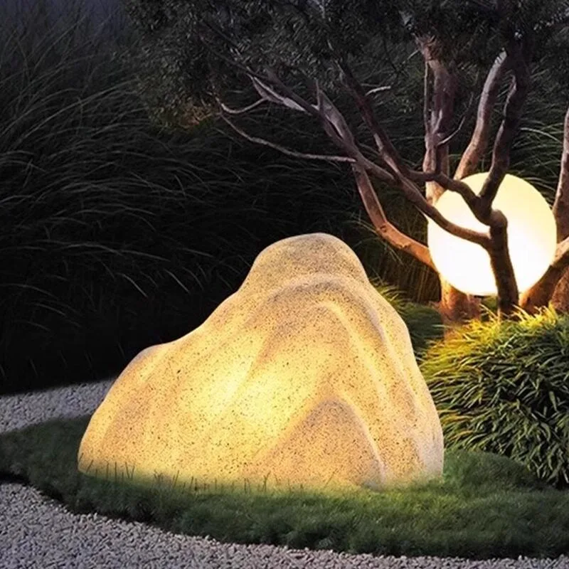 rockery simulation stone landscaping lamp, courtyard solar lawn lamp, waterproof villa garden garden landscape lamp