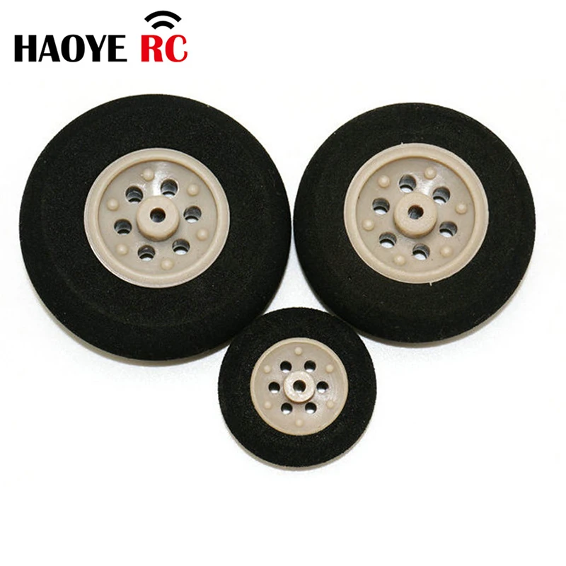 Haoye-ruedas traseras de esponja, rueda de tren de aterrizaje, Color gris, accesorios de modelo de avión RC, D25-53mm, 2 unidades por lote