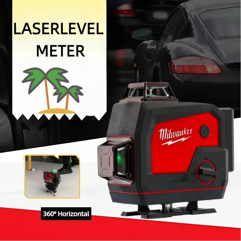 

Milwaukee Laser Level 16 Lines Meter Horn Function 360° Vertical And Horizontal Cross Green Light Self-Leveling Tool