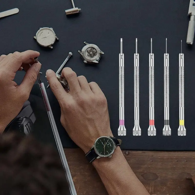 652F 3Piece Professional Watch Repair Screwdriver Set With Detachable Carbon Steel Tip and Ergonomic Aluminum Handle