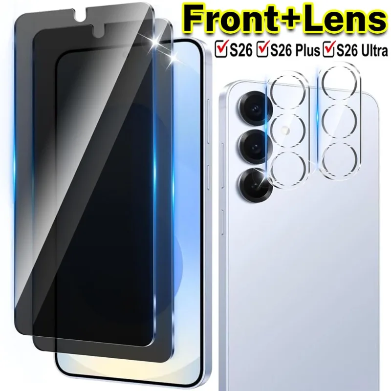 

6in1 Privacy Tempered Glass for Samsung Galaxy S26 Plus Ultra Anti-Spy Screen Protector Glass with Lens Film for S26U S26+