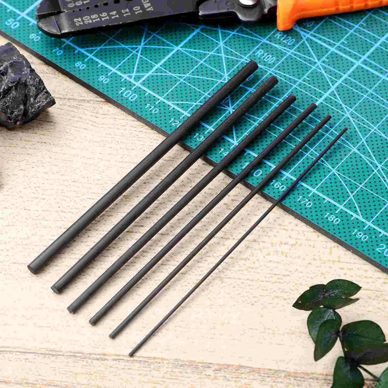 6 Pcs Fishing Rod Repair Inserts 10cm Solid Carbon Fiber Liners for Broken Pole Sections 1mm 1.5mm 2mm 2.5mm 3mm 3.5mm